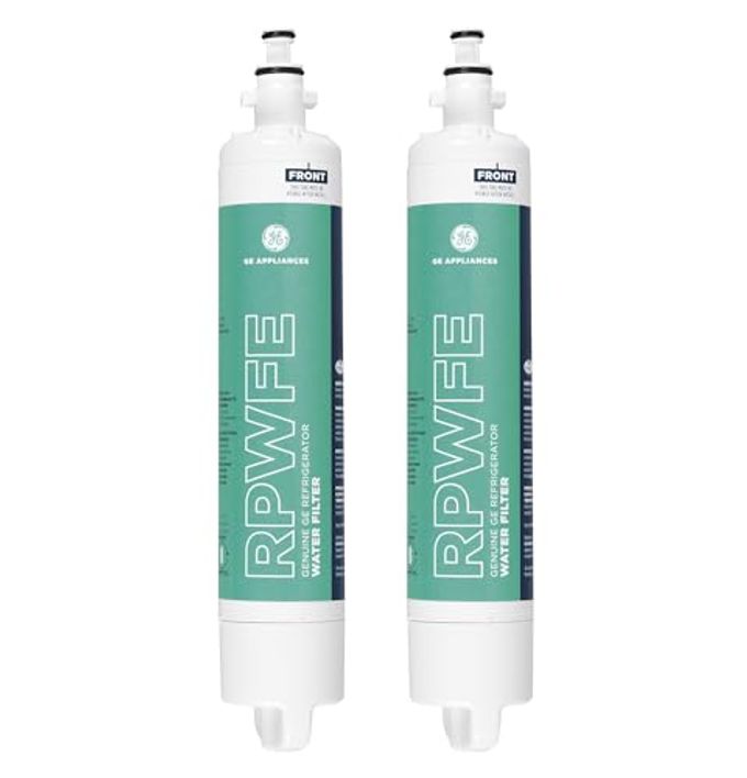 GE RPWFE Refrigerator Water Filter, Genuine Replacement Filter, Certified to Reduce Lead, Sulfur, and 50+ Other Impurities, Replace Every 6 Months for Best Results, Pack of 2