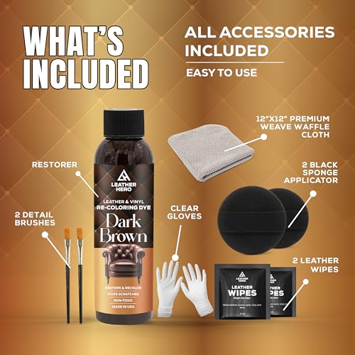 Leather Hero Leather Restorer for Couches - Leather Color Restorer, Scratch Remover, Leather Recoloring Balm, Leather Couch Paint, Non-Toxic, Made in USA (Dark Brown) - Image 4