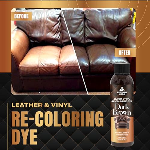Leather Hero Leather Restorer for Couches - Leather Color Restorer, Scratch Remover, Leather Recoloring Balm, Leather Couch Paint, Non-Toxic, Made in USA (Dark Brown) - Image 2