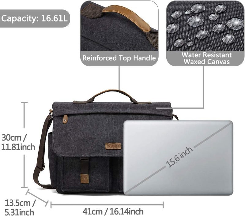 فاشي حقيبة VASCHY Canvas Messenger للرجال - حقيبة كتف للكمبيوتر المحمول مع مجرى للأمتعة - Image 3