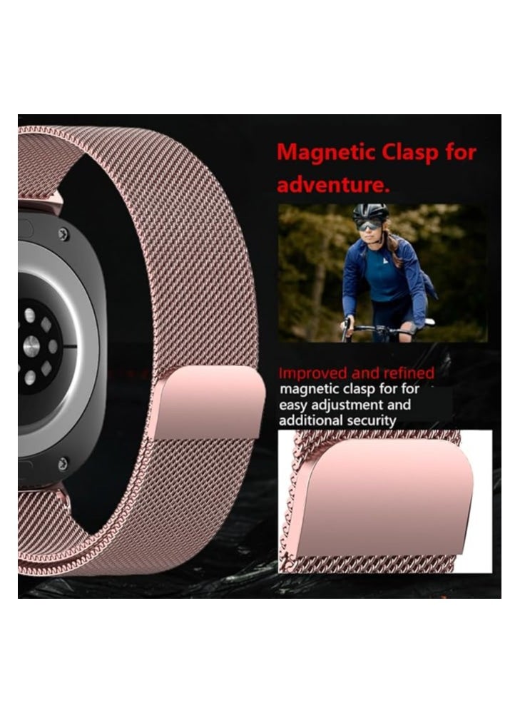 Generic - Bracelet Compatible with Samsung Galaxy Watch Ultra Strap 47 mm, Magnetic Closure, Adjustable Replacement Strap, Stainless Steel Mesh Metal Bracelets for Men and Women, Pink - Image 1