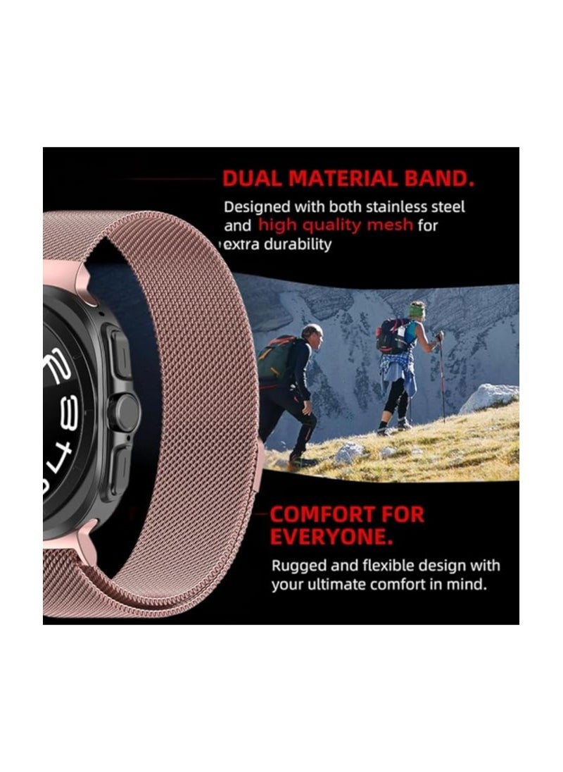 Generic - Bracelet Compatible with Samsung Galaxy Watch Ultra Strap 47 mm, Magnetic Closure, Adjustable Replacement Strap, Stainless Steel Mesh Metal Bracelets for Men and Women, Pink - Image 1