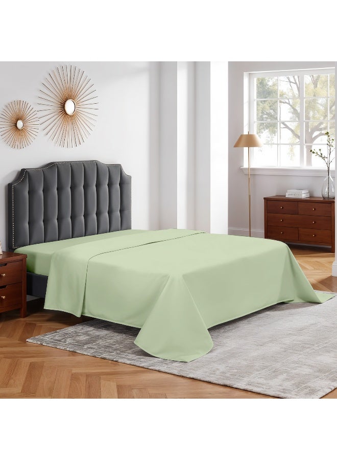 Rest Flat Bedsheet 160x220cm Plush Mint Green Breathable Machine Washbale Bedsheet Extra Soft Easy Fit Highly Breathable Bedding & Linen Cover  - Image 1