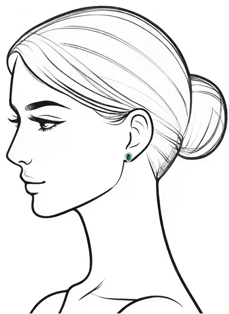 QUAINT 0.8-Carat Pear-Shaped Lab-Grown Emerald Stud Earrings  - Image 4