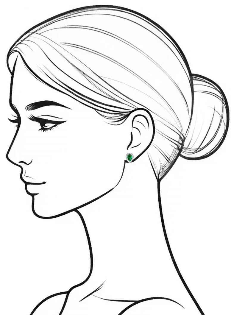 غَيْرُ مَألُوف أقراط مسمارية من الزمرد المزروع في المختبر بشكل قطرة ماء ووزن 0.8 قيراط - Image 4