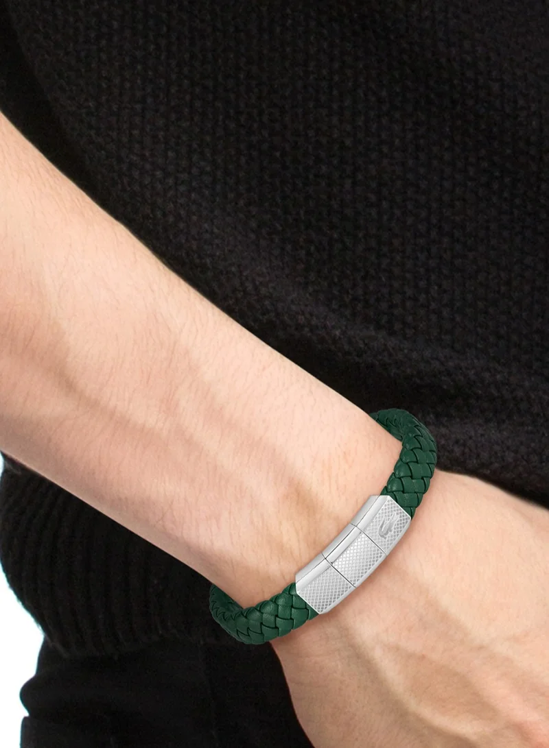 لاكوست Lacoste Men's Green Leather Bracelet - 2040284