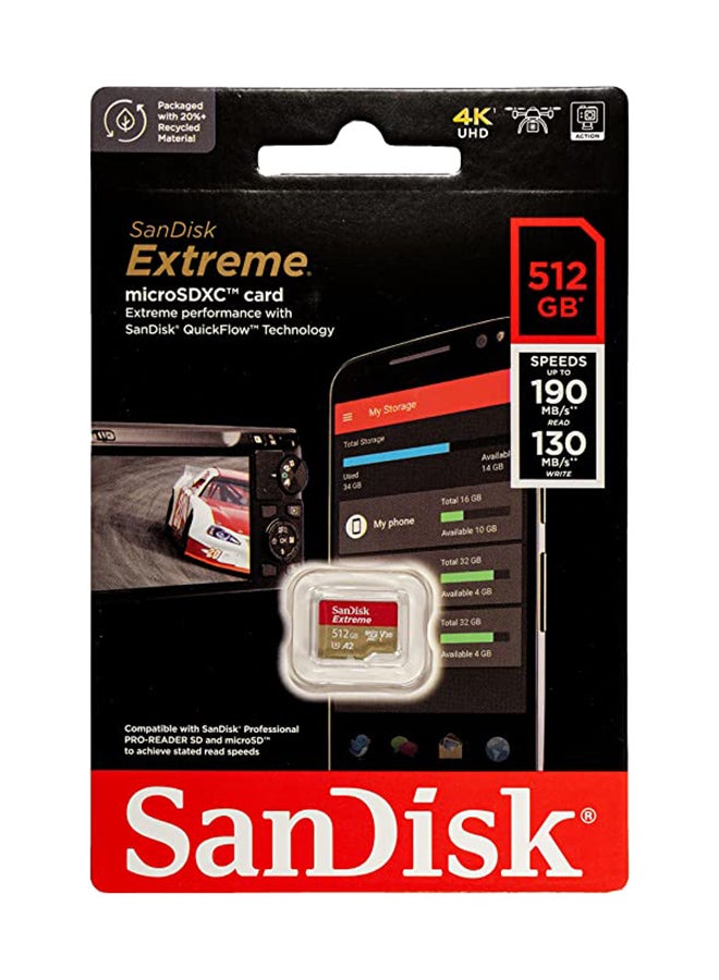 sandisk 512 GB  Extreme  Memory Card UHS-II, MicroSD, read speeds of up to 190MB/s9, SDSQXAV-512G-GN6MN - Image 3