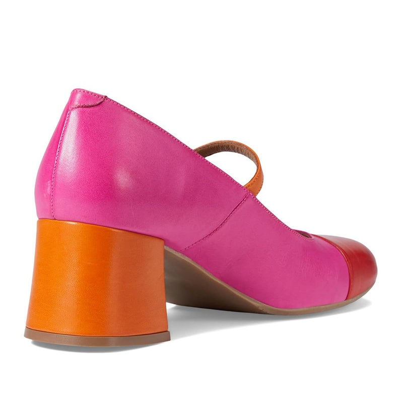 SHODENSE Women Rainbow Pumps Low Chunky Heel Mary Jane Shoes Square Cap Toe Ankle Strap Dress Pumps Orange Mid Block Heel Mary Janes Lolita Shoes Multicolored Office Wedding Party Rainbow Pink 9 - Image 5