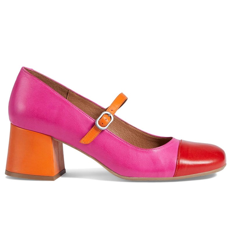 SHODENSE Women Rainbow Pumps Low Chunky Heel Mary Jane Shoes Square Cap Toe Ankle Strap Dress Pumps Orange Mid Block Heel Mary Janes Lolita Shoes Multicolored Office Wedding Party Rainbow Pink 9 - Image 2