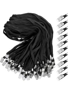 Marspark 200 Pieces Black Lanyards Bulk With Clip Flat Neck Lanyard Badge Lanyard With Swivel Hook Lanyards For Id Cards Holder  - Image 1