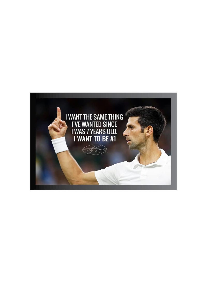 BALDAU PRINTS BALDAU PRINTS Novak Djokovic Tennis Frame Poster For Room 14X20 Inch Synthetic Wood Gloss Lamination F21 