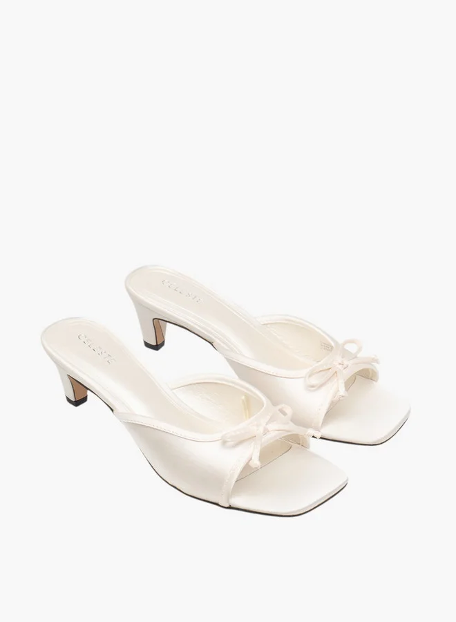 Women's Bow Accent Slip-On Sandals with Kitten Heels
