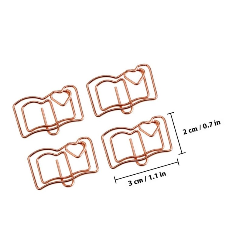 Rose Gold Book Shaped Paper Clips 30 Pcs Decorative File Clips for Office Document Organization - Image 3