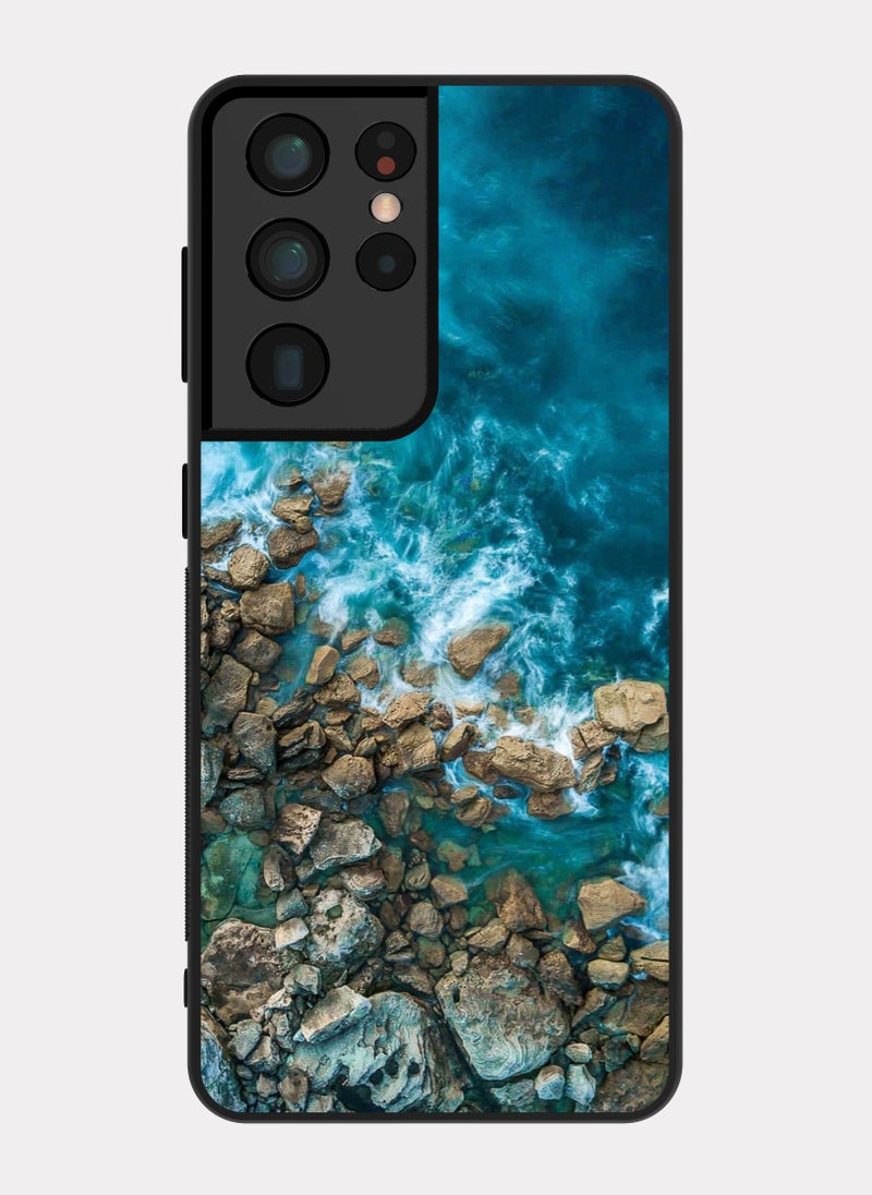 PXLAAT Samsung Galaxy S21 Ultra case cover Rocks Sea Coast - Image 1