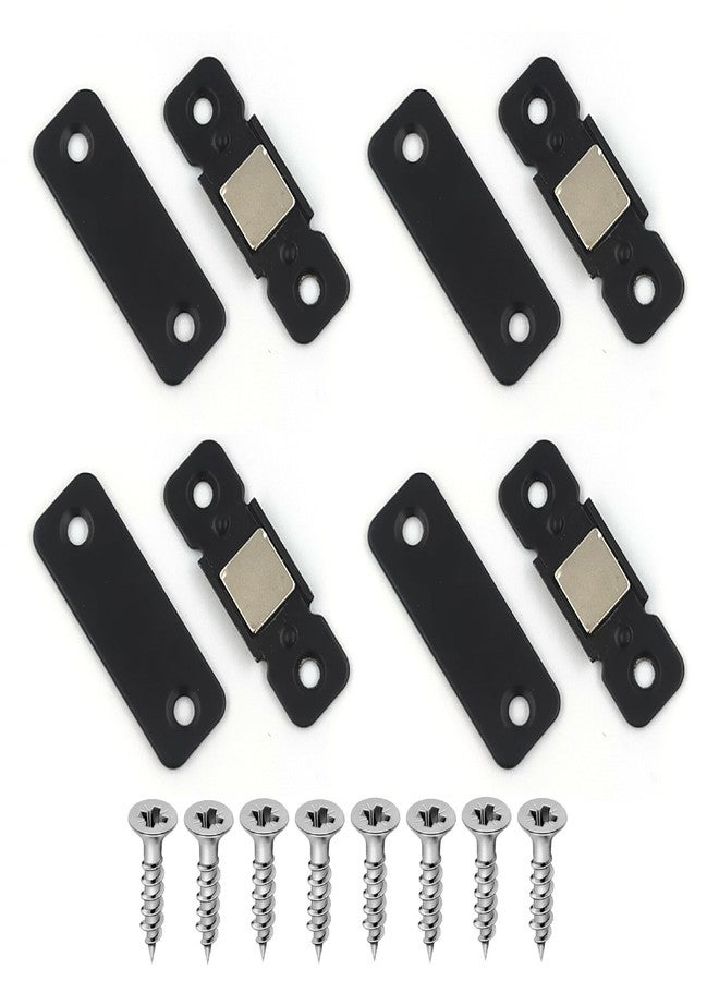 VMD, Ultra Thin I Type Magnetic Steel Stopper Catcher Holder for Cupboard Closure, Closet Door and Cabinet (4 cm x 1.5 cm) (Pack of 4, Black) - Image 1