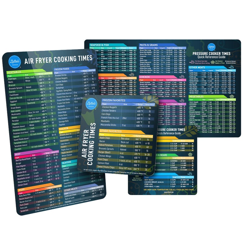 Air Fryer Magnetic Cheat Sheet Set  Air Fryer Accessories Cookbook  Pressure Cooker Magnet Sheet As Seen on The Today Show  Quick Reference Guide for Cooking and Frying Black Bundle