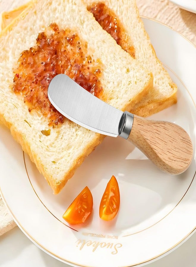 Worldity 50 Pcs Cheese Spreader Knives, 4.72 Inch Cheese Spreader Knives with Wooden Handle, Stainless Steel Cheese Knives for Charcuterie Board, Sandwich, Appetizers, Cocktail Spreading - Image 5