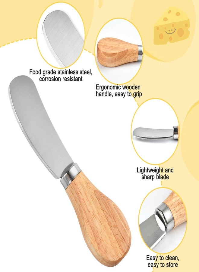 Worldity 50 Pcs Cheese Spreader Knives, 4.72 Inch Cheese Spreader Knives with Wooden Handle, Stainless Steel Cheese Knives for Charcuterie Board, Sandwich, Appetizers, Cocktail Spreading - Image 3