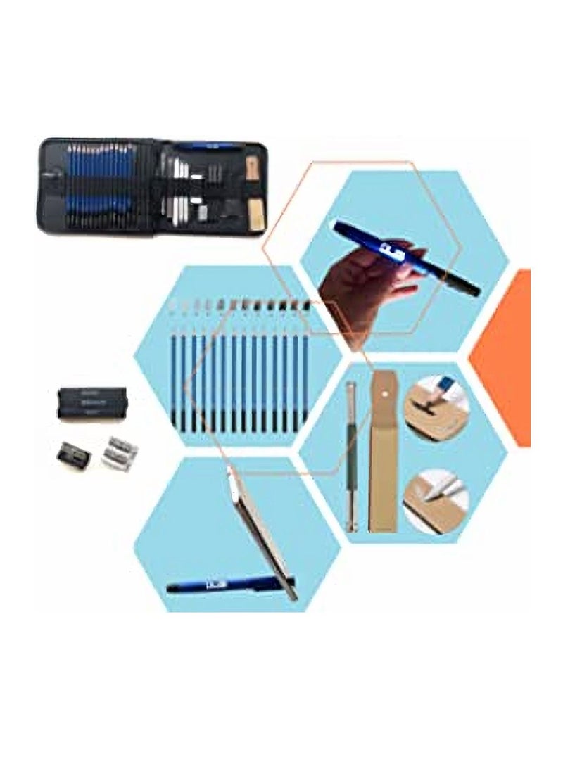 Dubkart - 35pcs / Drawing and Sketching Pencil Set with Complementary Phone Holder Professional Pencil Case with Charcoal Pens, Art Supplies with Sketch Book for Adults Kids - Image 1