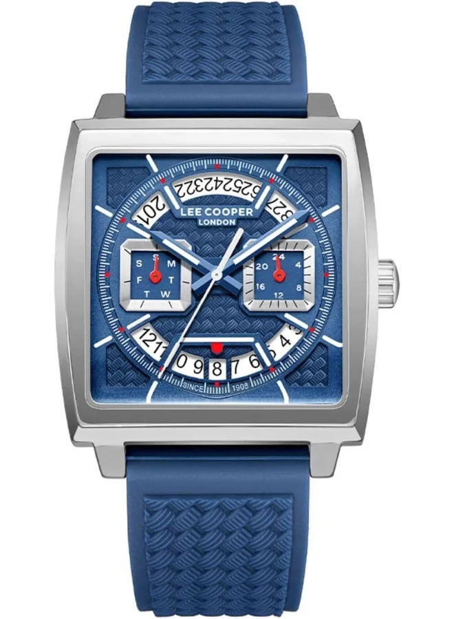 لي كوبر Lee Cooper Men's Watch, Multi Function Display and Silicone Strap - LC08065.399, Blue