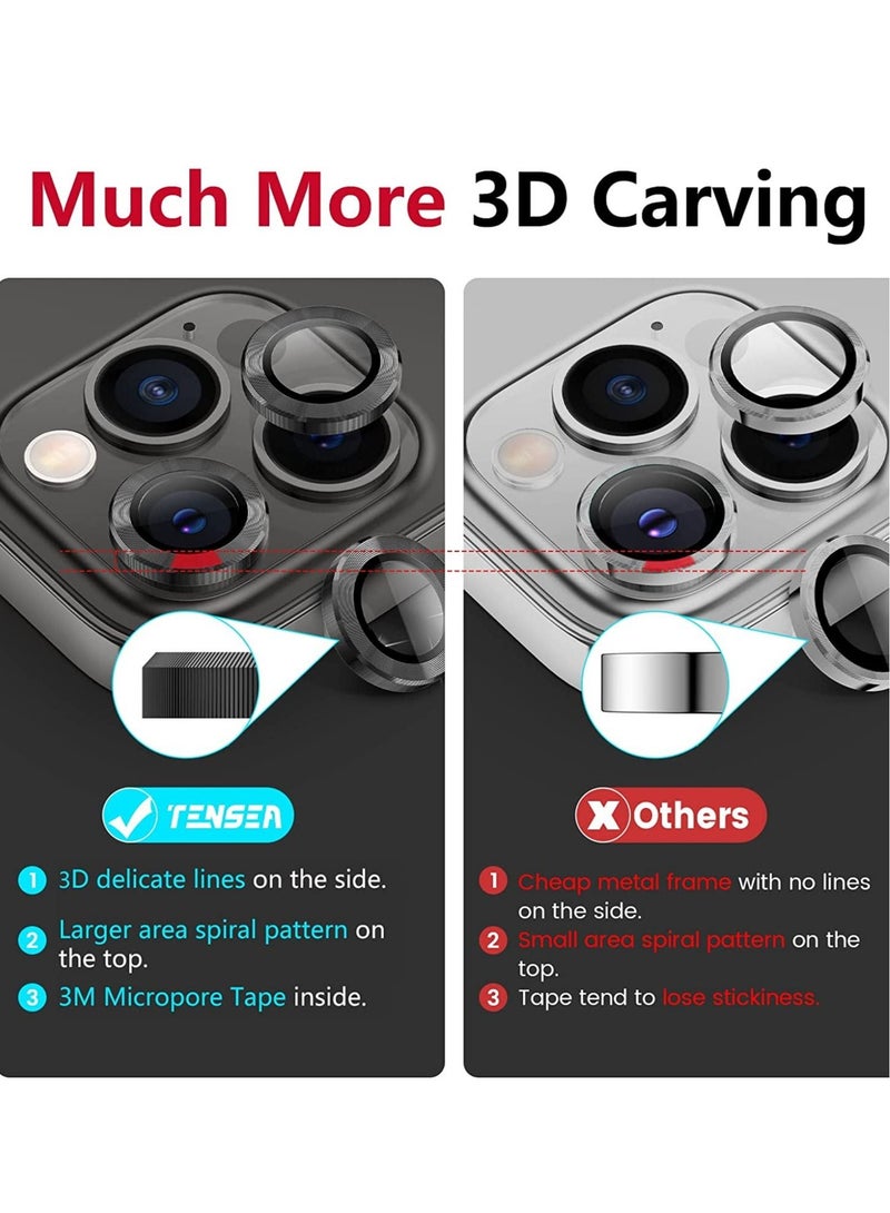 ELTRAZONE iPhone 13 Pro - iPhone 13 Pro Max Camera Lens Protector, 9H Tempered Glass Camera Cover Screen Protector Metal Individual Ring for iPhone 13Pro 6.1 inch iPhone 13 ProMax 6.7 inch 2021 - Image 5