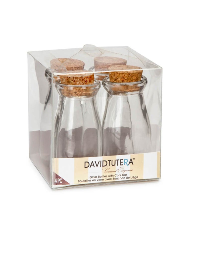 ديفيد توتيرا زجاجات حليب زجاجية انيقة كاجوال صغيرة مع الفلين 4 قطع - Image 3