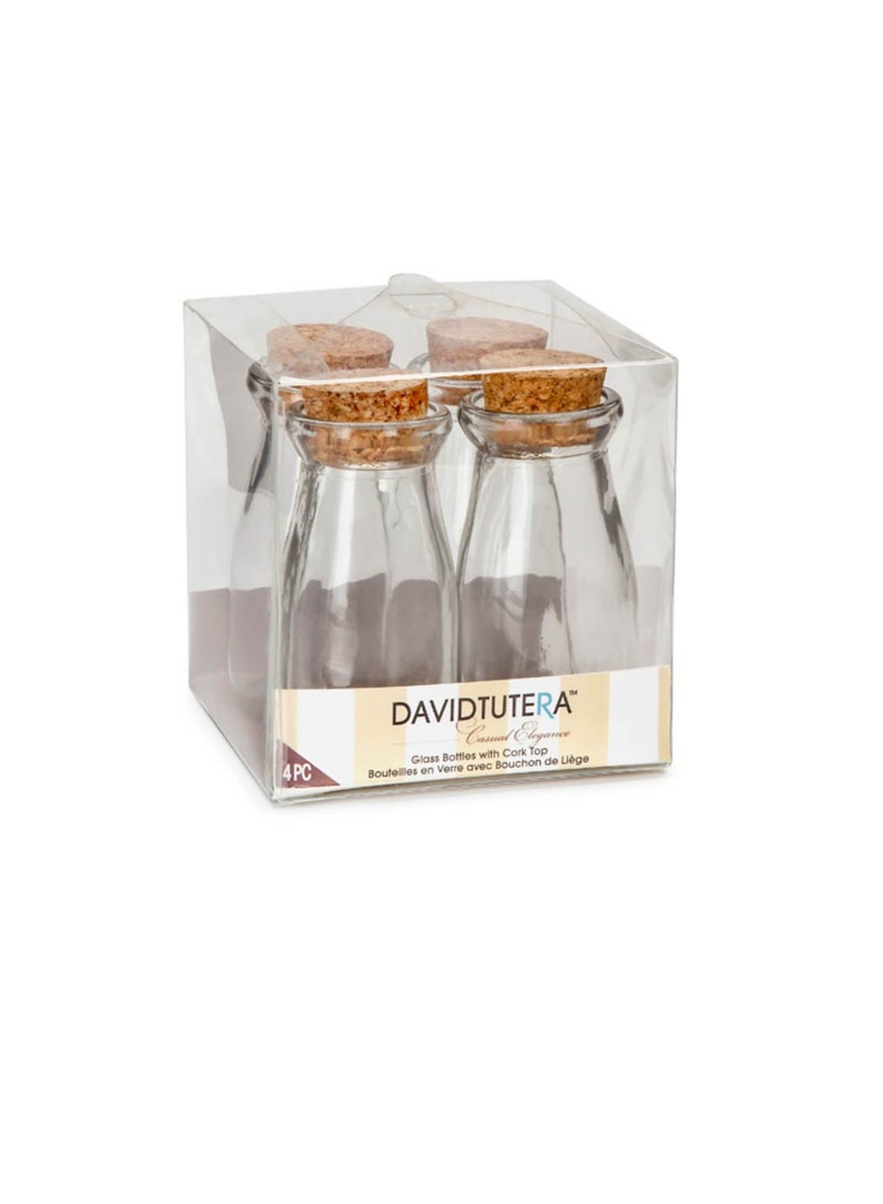 ديفيد توتيرا زجاجات حليب زجاجية انيقة كاجوال صغيرة مع الفلين 4 قطع - Image 2