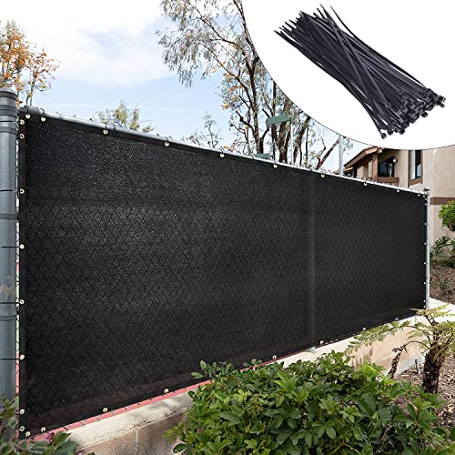 Royal Shade 4' x 50' Black Fence Privacy Screen Windscreen Cover Netting Mesh Fabric Cloth - Cable Zip Ties Included (We Make Custom Size) - Image 1