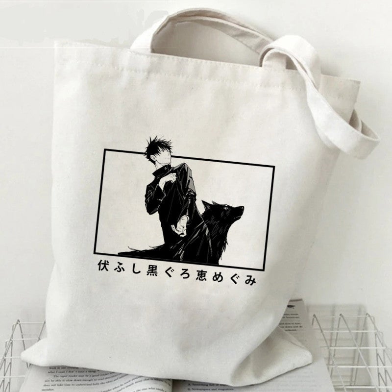 Popular Jujutsu Kaisen Anime Printed Canvas Bag Harajuku Shoulder Bag Hand Shopping Bag Ready For Sale - Image 2