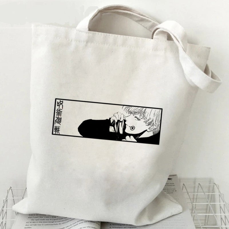 Popular Jujutsu Kaisen Anime Printed Canvas Bag Harajuku Shoulder Bag Hand Shopping Bag Ready For Sale - Image 1