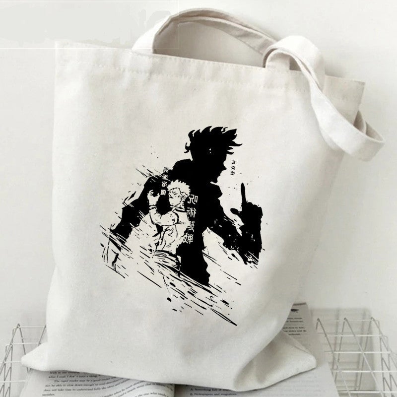 Popular Jujutsu Kaisen Anime Printed Canvas Bag Harajuku Shoulder Bag Hand Shopping Bag Ready For Sale - Image 4