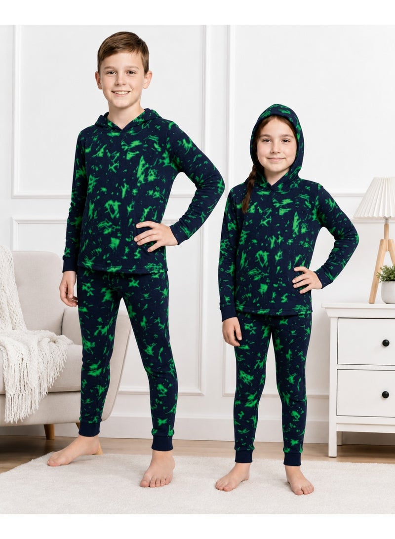 Kids Camouflage Print Hooded Pajama Set Two Piece Long Sleeve Sleepwear Soft Comfortable Loungewear Matching Top and Pants Breathable Cozy Nightwear for Boys and Girls Up to 40 KG - Image 3