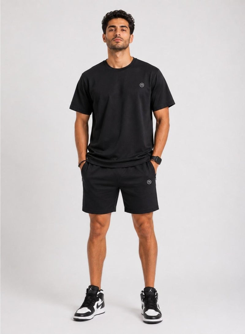 Prima Ace Men's Set Top & Short Lifestyle Premium Black - Image 1