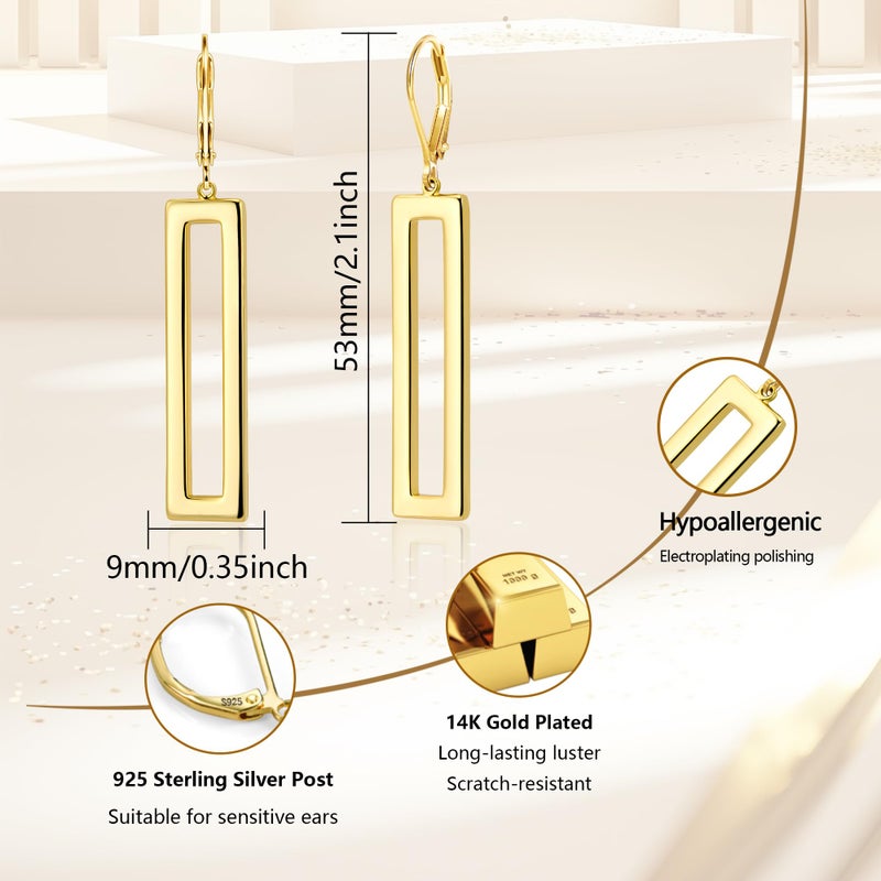 ALEXCRAFT Gold Dangle Earrings for Women Hypoallergenic Bar Geometric Dangle Earrings 14K Gold Leverback Earings for Women Drop Leverback Earring Fashion for Jewelry Gifts - Image 5