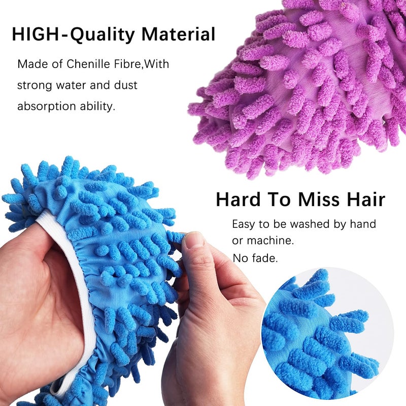 BAIDOON 4 Pcs Shoes Cover Dust Duster, Washable Mop Slippers Shoes for Floor Cleaning, Reusable Microfiber Duster Mops for House, Office, Bathroom, Kitchen Cleaning (2Pairs) - Image 3