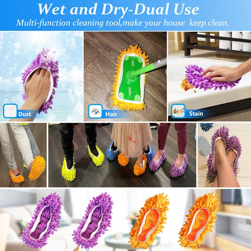 BAIDOON 4 Pcs Shoes Cover Dust Duster, Washable Mop Slippers Shoes for Floor Cleaning, Reusable Microfiber Duster Mops for House, Office, Bathroom, Kitchen Cleaning (2Pairs) - Image 5