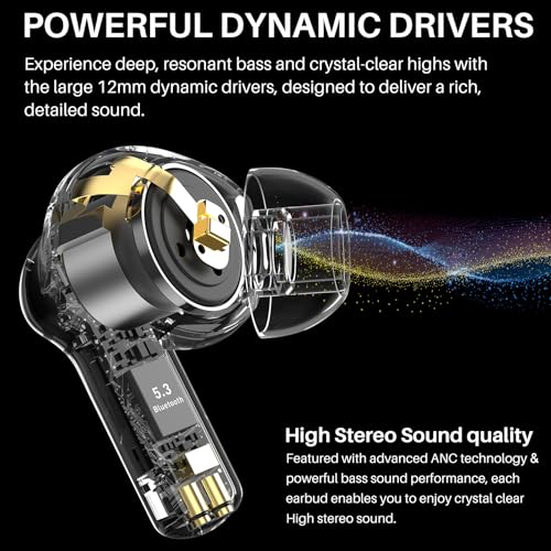 TOZO NC3 Hybrid Active Noise Cancelling Wireless Earbuds with 6 Mics AI Clear Call Ear Buds 55H Playtime with LED Display 32 Preset EQs via APP Bluetooth 5.3 IPX8 Waterproof in Ear Headphones - Image 3