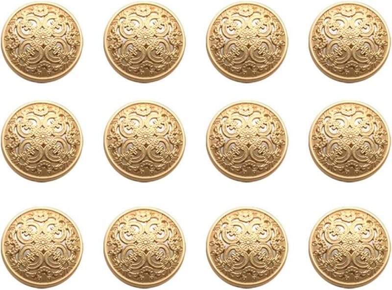 comfrt 30pcs Vintage Antique Metal Blazer Buttons with Shank Coats Buttons Jacket Buttons Shirt Suit Trousers Buttons Round Sewing Buttons for DIY Craft 25mm (Golden) - Image 1