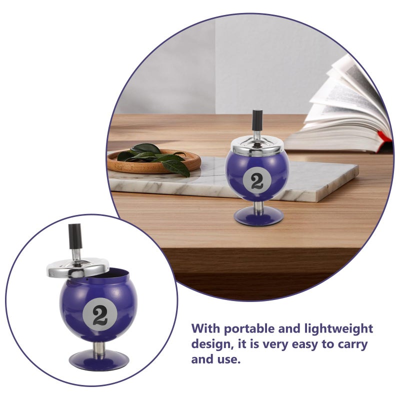 Windproof Rotating Smokeless Ashtray Metal Billiard Design for Home and Car Use - Image 5