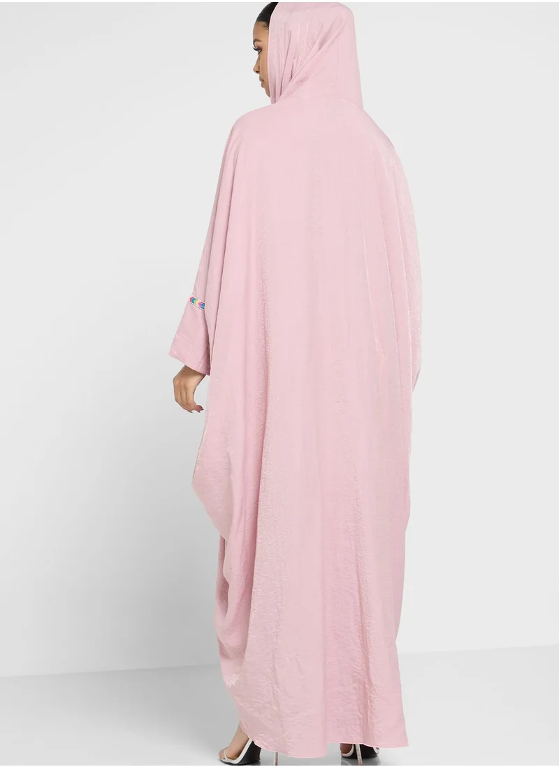 hayas closet Embellished Ruched Waist Tiered Abaya