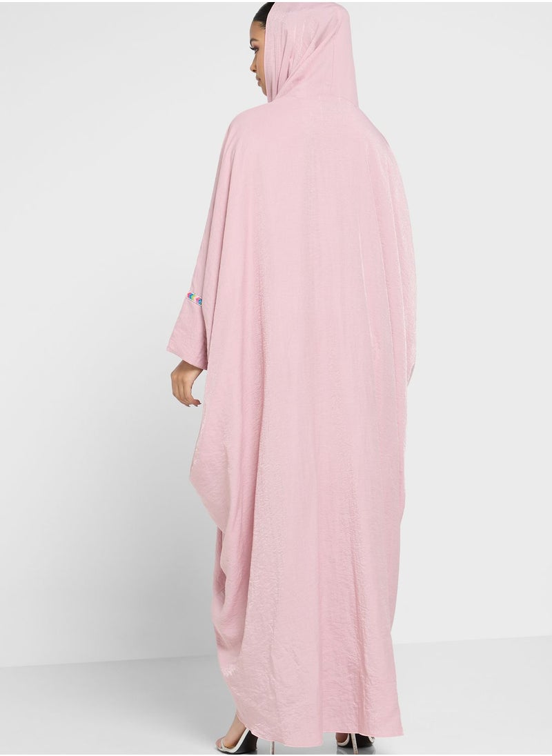 hayas closet - Embellished Ruched Waist Tiered Abaya - Image 1