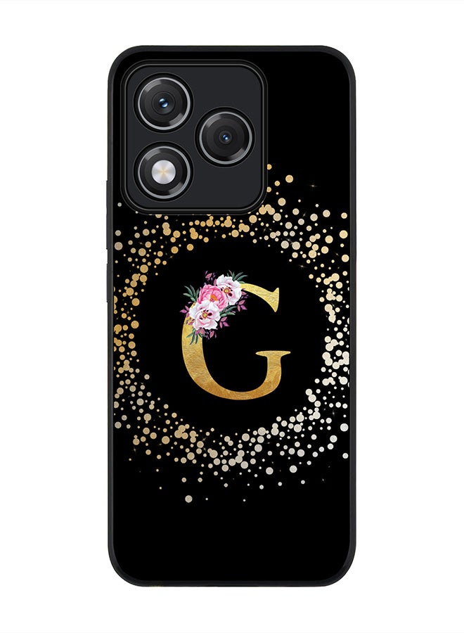For Honor 400 Lite Case,Slim fit Camera Protection, Shockproof Thin Phone cover  - Custom Monogram Floral - G ( Black )