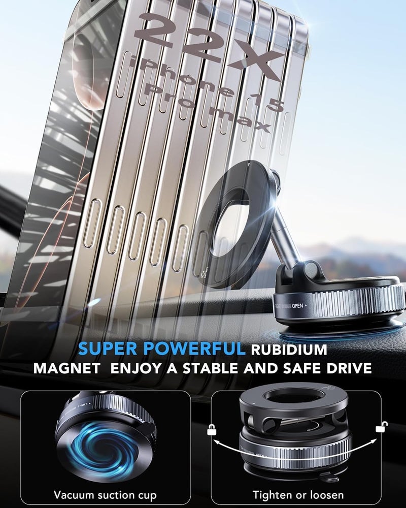 Magnetic Vacuum Suction Phone Holder - 360° Rotating Adjustable & Foldable Car Mount - Universal Smartphone Stand for Home & Travel - Image 5