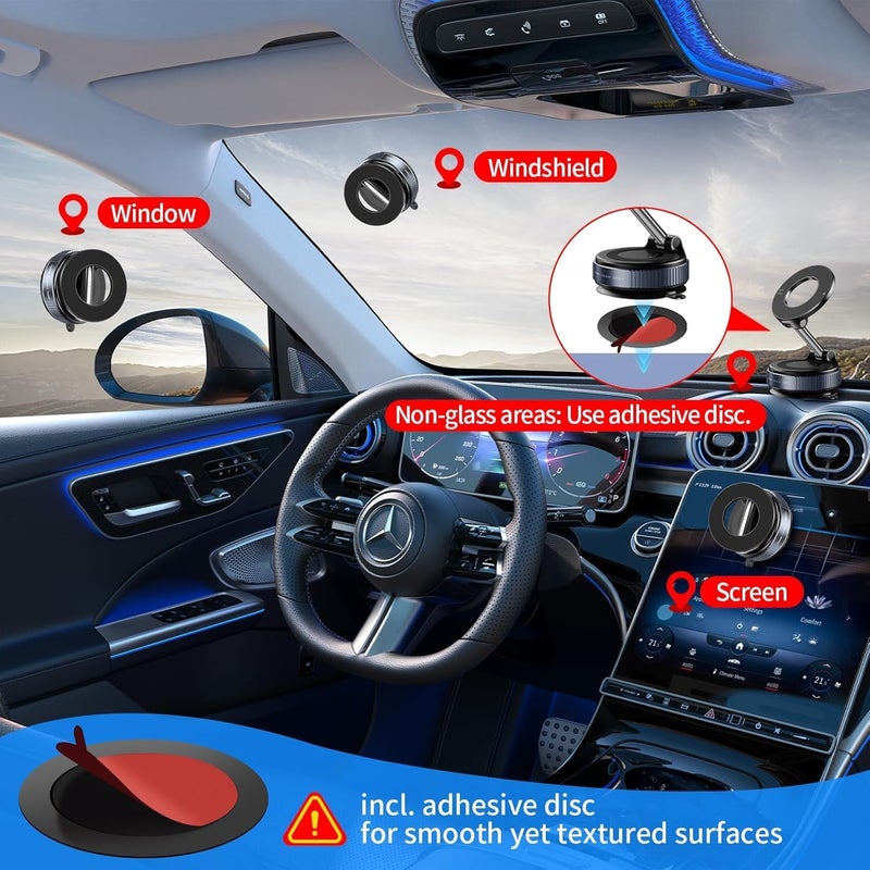Magnetic Vacuum Suction Phone Holder - 360° Rotating Adjustable & Foldable Car Mount - Universal Smartphone Stand for Home & Travel - Image 2
