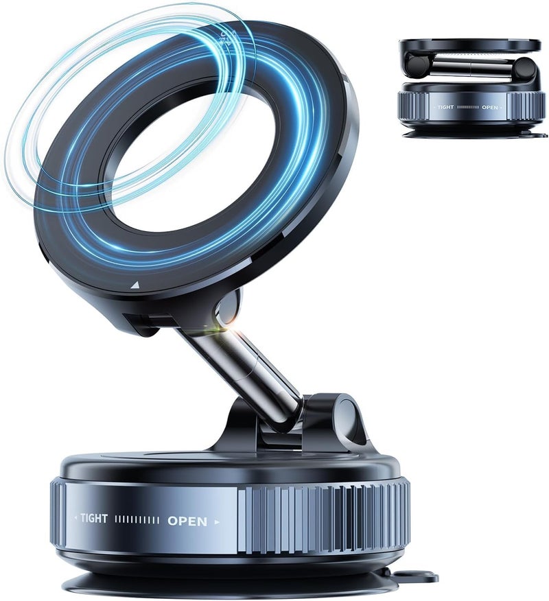 Magnetic Vacuum Suction Phone Holder - 360° Rotating Adjustable & Foldable Car Mount - Universal Smartphone Stand for Home & Travel - Image 1