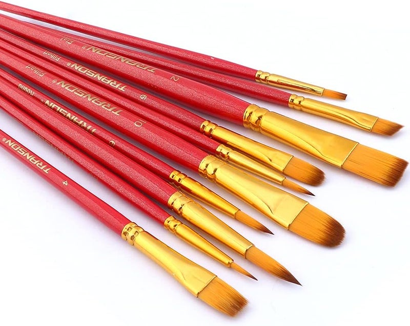 TRANSON 20pcs Artist Painting Brush Set for Acrylic Watercolor Gouache Hobby Craft Face Rock Painting - Image 5
