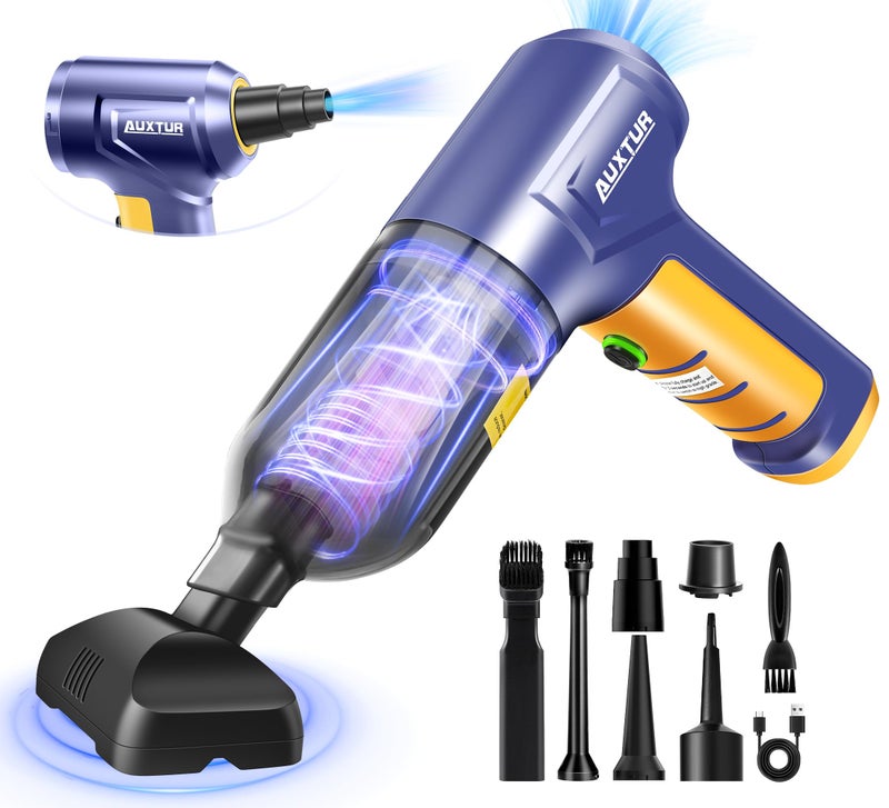 AUXTUR Car Vacuum Portable Cordless 3 in 1 Handheld Car Vacuum 15000PA High Power with Brushless Motor,5200mAh withType-C Charing Small Vacuum Cleaner Portable Cordless,SW101Blue Yellow - Image 1