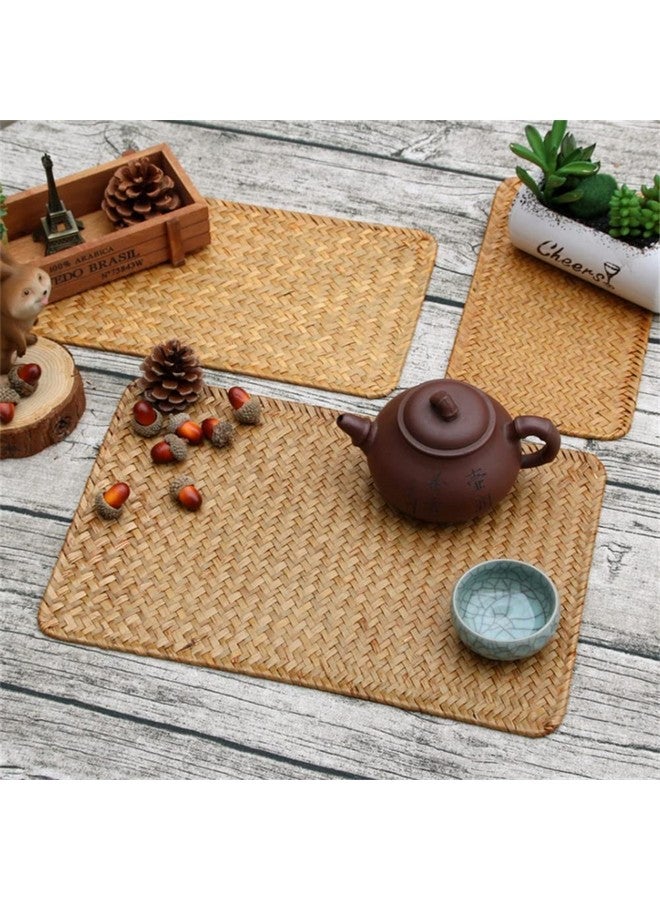 DOKOT Natural Woven Rattan Rectangular Placemats For Dining Table (Set Of 6, 18X12Inches) - Image 3