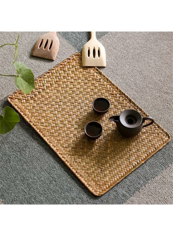 DOKOT Natural Woven Rattan Rectangular Placemats For Dining Table (Set Of 6, 18X12Inches) - Image 4
