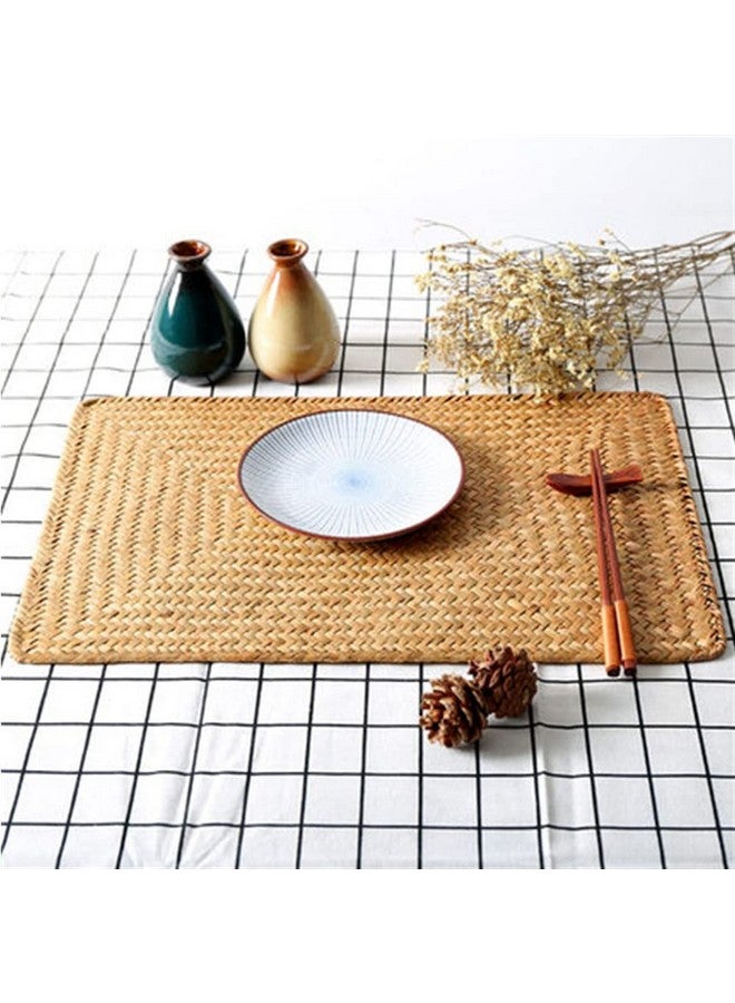 DOKOT Natural Woven Rattan Rectangular Placemats For Dining Table (Set Of 6, 18X12Inches) - Image 2